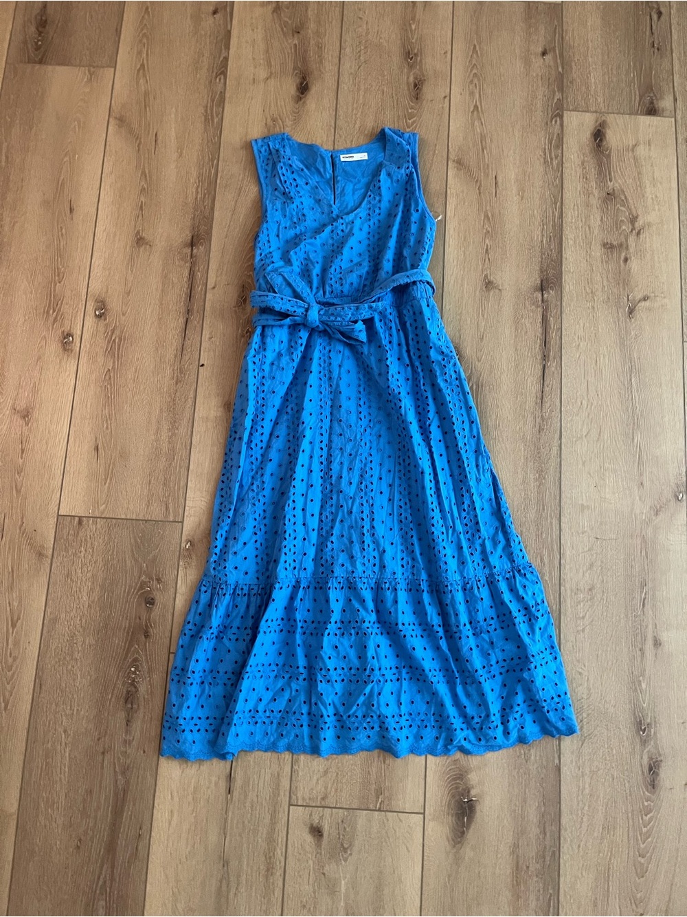 Sonoma Royal Blue Eyelet Sleeveless Maxi Dress with Tie Waist (Size M)